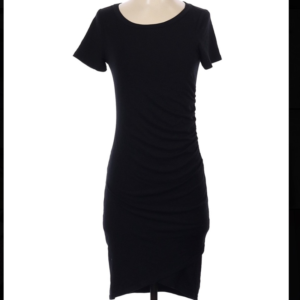 Vici Women’s Black Ruched Midi length Black dress |